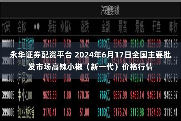 永华证券配资平台 2024年6月17日全国主要批发市场高辣小椒（新一代）价格行情