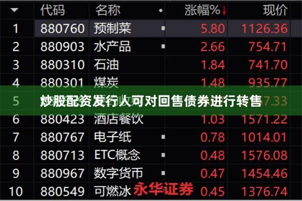 炒股配资发行人可对回售债券进行转售